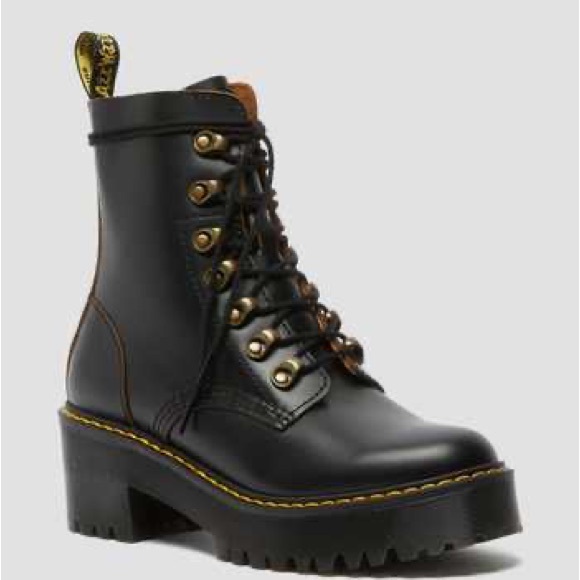 Dr. Martens Shoes - Dr. Martens Black Leather Platform Boots “LEONA”